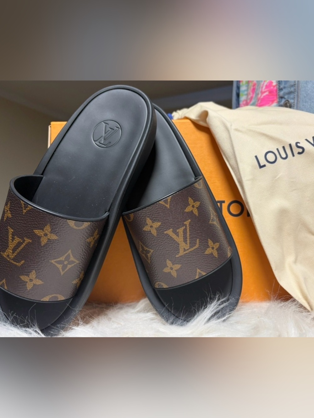 Louis Vuitton Brown Monogram Slide Sandals
